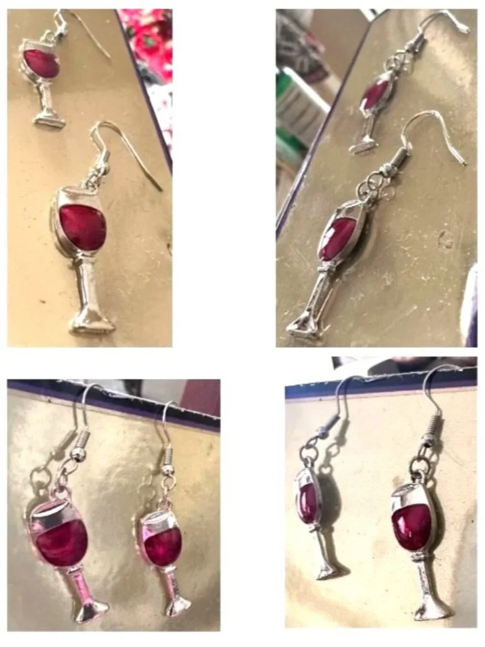 Red Wine Glass Earrings Merlot Cabernet Pinot NoirCocktails Dangle Hooks New